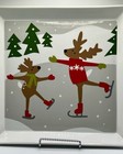 Crate   Barrel Skating Reindeer Square 12  Large Serving Plate Joan Anderson