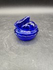 Vintage Cobalt Blue Miniature Bunny Rabbit On A Nest 