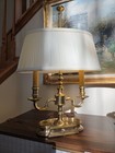 Vintage Heavy Brass French Bouillotte Table Lamp W  Adjustable  Shade