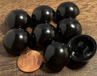 8 Vintage Shiny Glossy High Dome Black Plastic Shank Buttons 7 8  22 5mm 6126