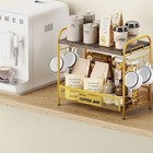 Coffee Bar Organizer For Countertop Station Simple Assembly 2 Tier Gold