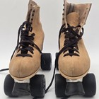 Vintage Riedell 130l Roller Skates Used Tan Suede Size 10 Sure-grip  See Photos