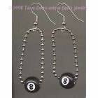 Funky Punk Eight 8-ball Chain Earrings Retro Emo Pool Billiards Novelty Jewelry