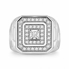 Diamonair 1 00 Ct Round Cut F vs  Lab Grown Diamond Sterling Silver Men s Ring