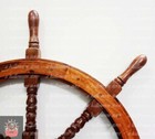 36 Inch Big Ship Steering Wheel Wooden Antique Teak Brass Nautical Pirate Ship s