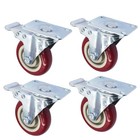 4 Pack 4  Heavy Duty Caster Set Wheels All Swivel   Brake Casters Red
