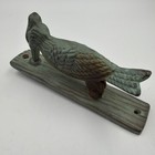 Vintage Cast Brass Woodpecker Door Knocker Patinated Green Wood Style Backplate