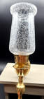 2 Vtg Solid Brass Wall Candle Holder Sconce Crackle Glass Hurricane Globe 14 5   