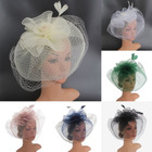 Lady Fascinator Hat With Veil Flower Wedding Party Prom Tea Cap Headpiece Retro