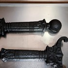 Antique 1800s Cast Iron Andirons Pair 17  Ornate Ball Top Fireplace No 168