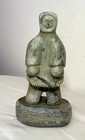 Vintage Hand Carved Soapstone Canadian Figure Dimu Eskimo Sculpture Inuit Statue