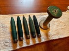 Vintage Wrapped Quills  Bobbins  Spools  Wood  Threaded Industrial  Lot Of 6