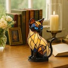 Colorful Stained Glass Cat Lamp  Led Night Light For Kids Room Gift