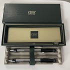 Cross Metropolis Black Lacquer   Chrome Ballpoint Pen Pencil Set Vintage 90s
