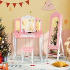 Kids Vanity Set Princess Makeup Dressing Table   Chair Set W  Jewelry Armoire