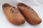 Pair Large Vintage Dutch Holland Wooden Hand Carved Painted Clog Shoes Souvenir