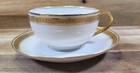 Theodore Haviland Limoges White Gold Leaf Band 4 Teacups And Saucers Vintage