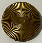Vintage Round With Flowers Powder Compact Mirror Gold Tone Beauty Case