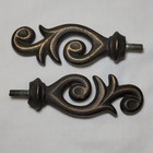 Vtg Cast Iron Filigree Rustic Bronze Lamp Finial Curtain Drapery 4 
