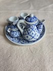 Miniature Porcelain Tea Set - Blue   White - Blue Onion Pattern 
