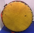 Antique Oriental 6   x4    Asian Wooden Drum With Phoenix Bird And Dragon