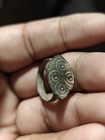 Ancient Bronze Ring Genuine Roman Byzantine Ornamented Collectible Dark Patina