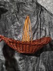 Vintage Handmade Woven Wicker Gathering Basket 