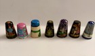7 Wooden Lacquer Hand Painted Thimbles