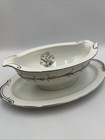 Style House Fine China Princess Pattern Gravy Boat And Attached Underplate