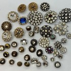 45  Beautiful Vintage Rhinestone Button Lot  Metal Jewel Paste Prong Set
