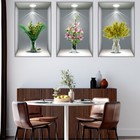 3 Pcs 3d Flowers Vase Vinyl Stickers Living Room Wall Decals Home Decor  set C 