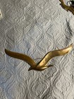 Pr Vtg Mcm Solid Brass Seagull Wall Art Hanging 17  W   11  W