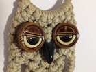 Vintage 1970 s Macrame Owl Towel Holder Wall Hanging