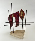 1996 Gary Rosenthal - Chai Life Sculpture - Hebrew Mixed Metals Stone - Signed