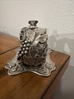 Antique Silver Plated Figural Napkin Ring With Bear 2 In Tall Grape Vine On Ring