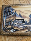 Vintage German Black  Forest 3d Hand Carved Painted Wood Wall Hanging
