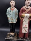 Set Of 3  Asian 17 18 tall Wooden Figurine Hand Carved Wooden Decorative Figures