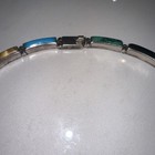 Vintage Mexico Sterling Silver 950 Multi Gem Lapis Turquoise Malchite Necklace 