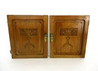 Pair Antique Hand Carved Wood Door Panels Reclaimed Architectural Trees 