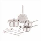  hot  Mainstays Stainless Steel 10pc Cookware Set With Lids And Kitchen Utensils