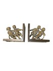 Pair Of Vintage Bronze Toned Bookends Children Pulling Rope Tug Of War