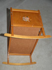 Vintage Wooden Rocking Baby Doll Crib Cradle With Cow Decal  max 18 Inch Doll 