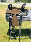 Youth - Kids Black Floral Tooled Western Horse Barrel Saddle With Free Shipping