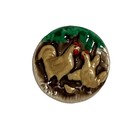 Wonderful Chickens Art Stone Shank Button - 15 16  Diameter - Hens - Rooster