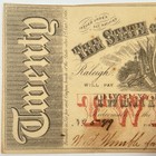 1863  20 State Of North Carolina Raleigh Civil War Era Obsolete Currency Bk Note