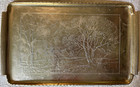 Vintage Arthur Armour Hammered Serving Tray  Tree   Country Church  Aluminum