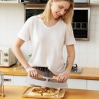 Pizza Cutter Rocker With Wooden Handles   Protective Cover By Zocy  14  Sharp St