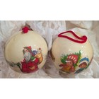 Christmas Ornaments Unisex Cream Good Vintage Decoupage Santa Set 2