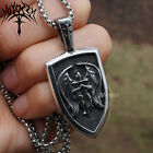 316l Stainless Steel Archangel Saint St Michael Medal Shield Pendant Necklace