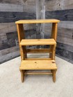 Vintage Pine Folding Step Stool Solid Wood Kitchen Stairs Chair Farmhouse Decor